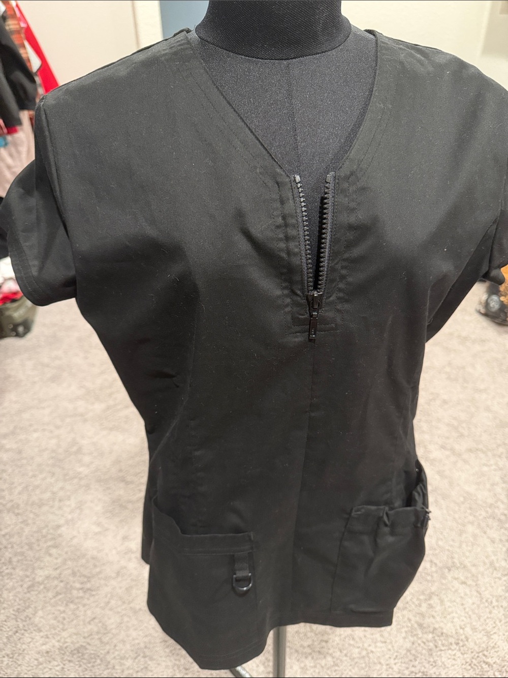Koi Strech Sleek Black Short-Sleeve Scrub Top